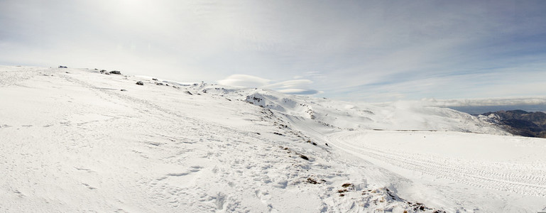 Ski resort of Sierra Nevada in winter  full of snow