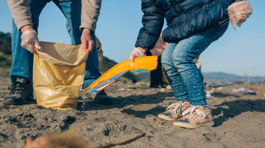 Volunteers cleaning the beach