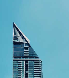 Modern high rise glass buildings