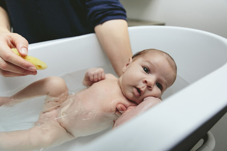 Newborn in the bathtub