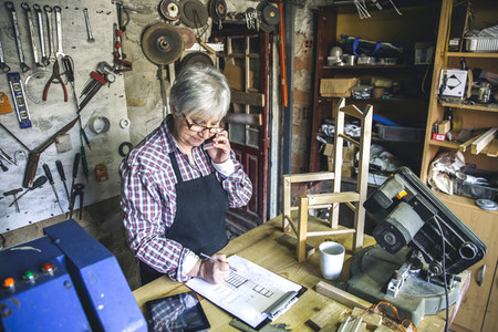 Female carpenter in her workshop