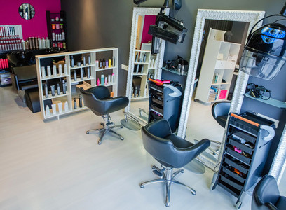 Interior of empty modern hair and beauty salon