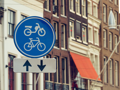 Traffic signs bicycle in Amsterdam  Europe
