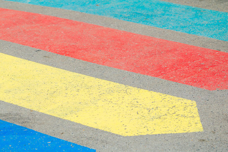 Colorful lines on a asphalt road