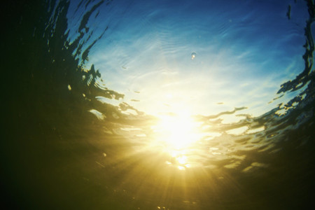 Underwater view tranquil sunshine