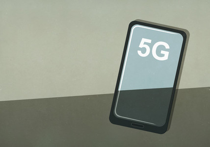 5G text on smart phone screen