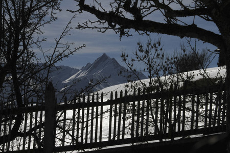 Sunny scenic view snowy mountain Switzerland