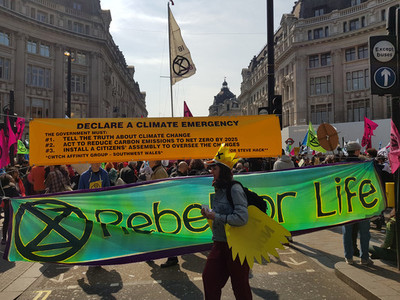 London United Kingdom April 15th 2019  Extinction Rebellion protesters block in Oxford Circus in central London