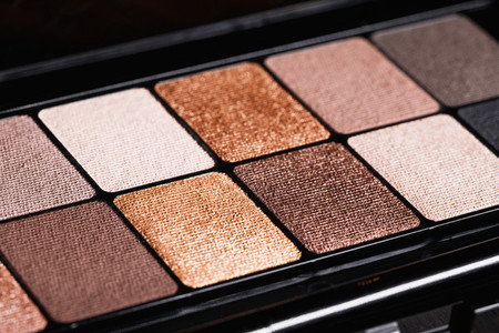 Set of nude mineral eyeshadow in a palette  Satin  matte  and metallic shades