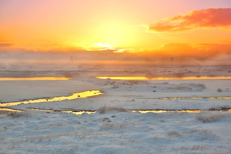 Sunset landscape  Iceland