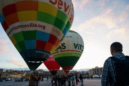 GUADIX  GRANADA  SPAIN  FEBRUARY 1ST  Captive balloons in Aeroestacion Festival