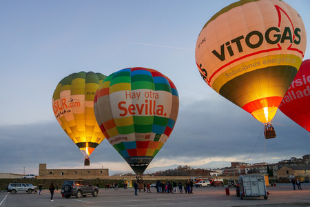 GUADIX  GRANADA  SPAIN  FEBRUARY 1ST  Captive balloons in Aeroestacion Festival