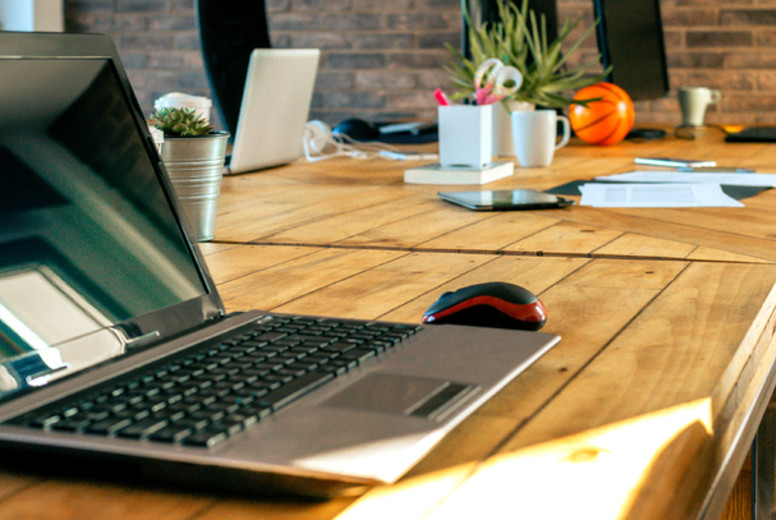 Interior of industrial style coworking office