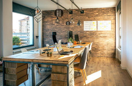 Interior of industrial style coworking office