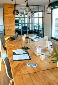 Interior of industrial style coworking office