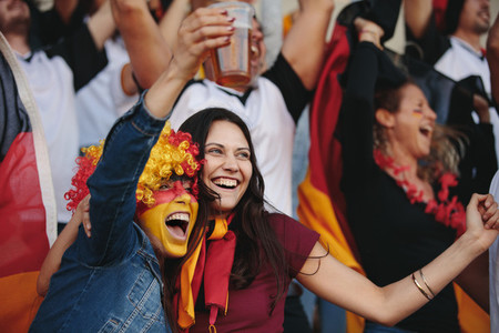 German supporters celebrating at stadium