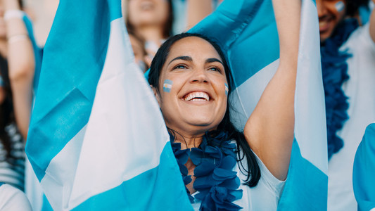 Argentinian football supporters cheering from stadium