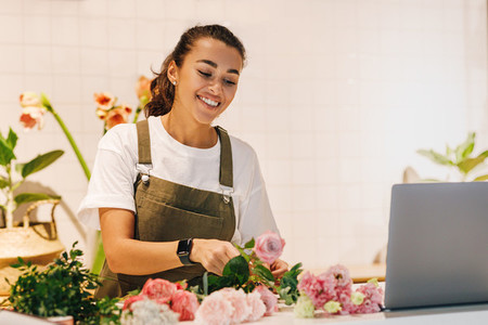 Smiling woman working