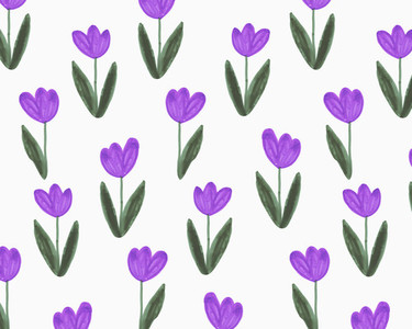 Illustration of purple tulips on white background