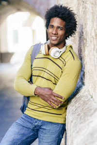 Black man with afro hair sightseeing in Granada
