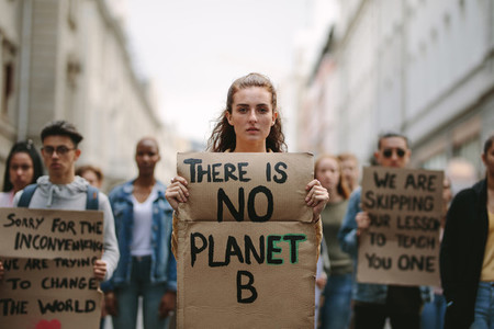 Students demonstrating against climate change