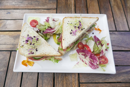Sandwich on a restaurant table