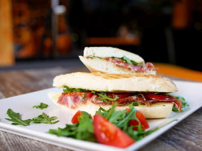 Sandwich on a restaurant table