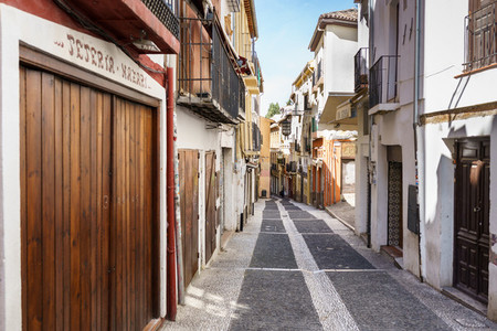 GRANADA  SPAIN  23RD APRIL  2020 View of the Caldereria street empty of people