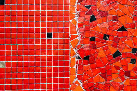 Background from red and black mosaic pattern  close up