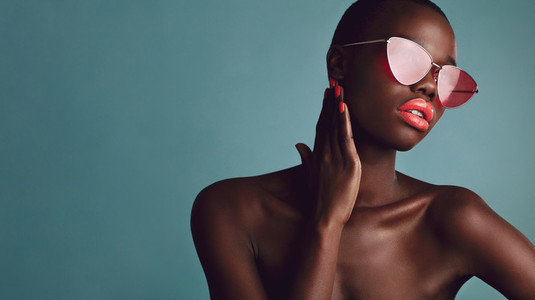 African female model with trendy sunglasses