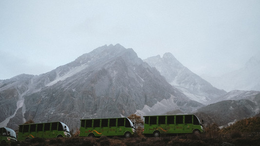 Tourist bus at mountains  China