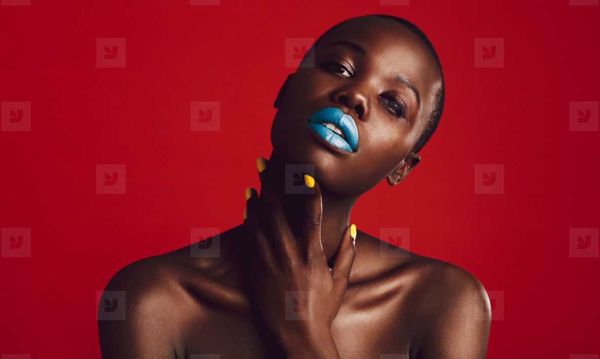Sensual african woman with vivid makeup