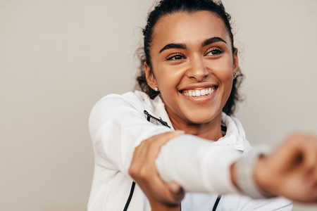 Close up of smiling sports woman