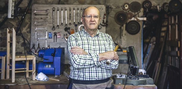 Carpenter in his workshop
