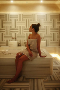 Woman at a refreshing Turkish bath house