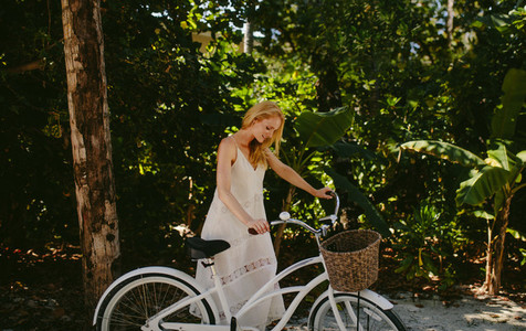 Woman enjoying a bicycle ride