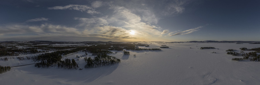Scenic view sunset over snow covered landscape