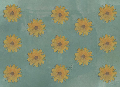 Yellow flower pattern on green background