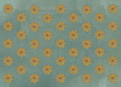 Yellow flower pattern on green background