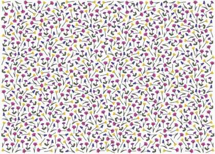 Pink and yellow flower pattern on white background