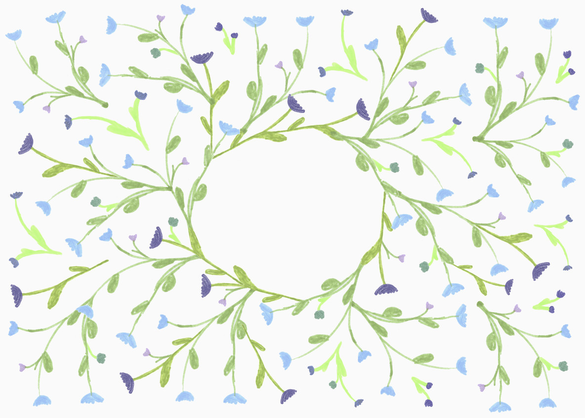 Flower laurel pattern on white background
