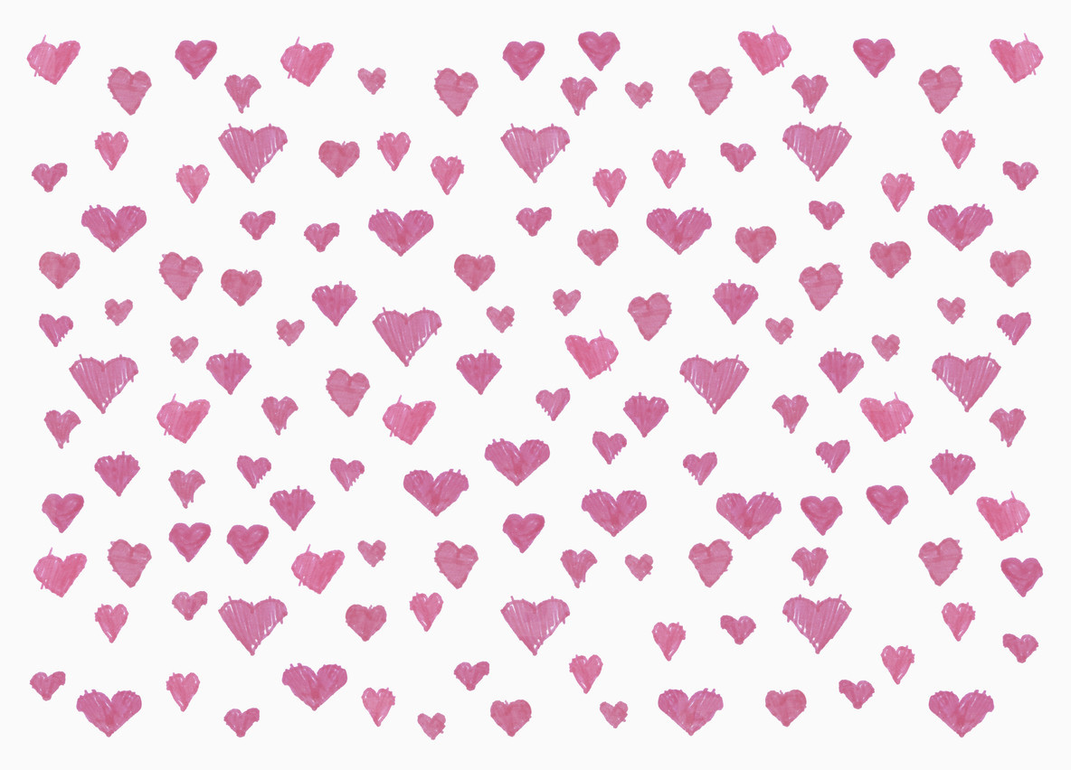 Childs drawing pink heart pattern on white background stock photo (213160)  - YouWorkForThem