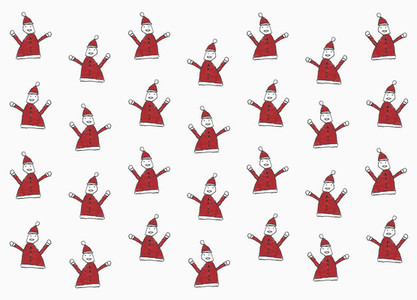Childs drawing Santa Claus pattern on white background