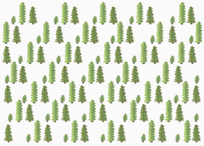 Childs drawing green tree pattern on white background