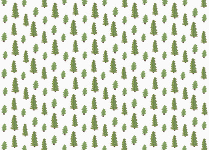 Childs drawing tiny green tree pattern on white background