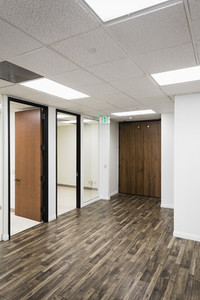 Hardwood floors in empty business office