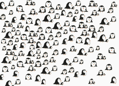 Illustration penguin pattern on white background