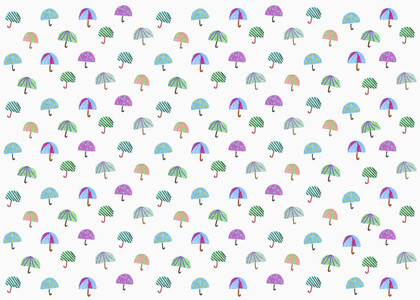 Illustration multi colored umbrella pattern on white background