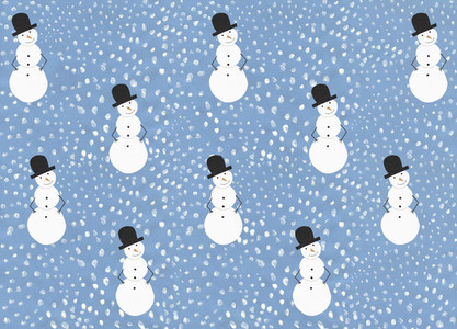 Illustration snow and snowman pattern on blue background