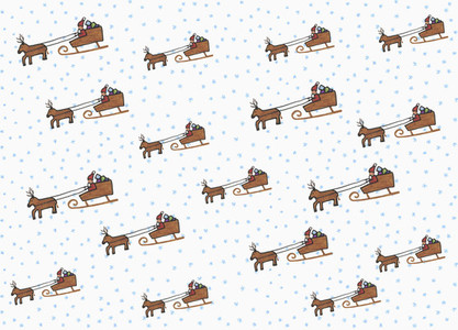 Illustration Santa Claus and sleigh pattern on white background